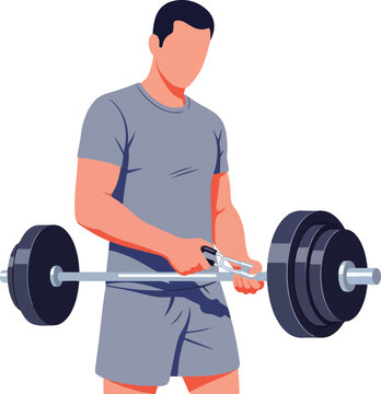 A muscular man lifting weights on transparent background