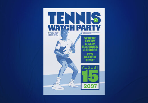 Tennis Sport Watch Party Event Flyer