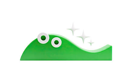 Obraz premium Cute Green Character with Sparkles