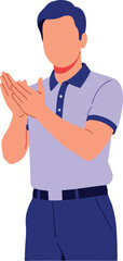 Fototapeta premium A man in a purple shirt clapping on transparent background