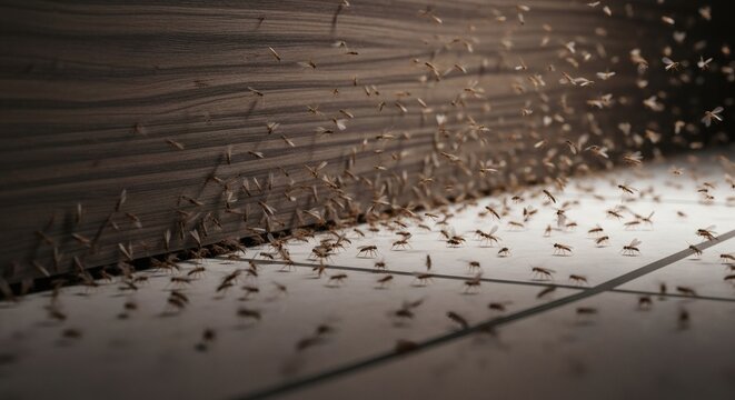 Termite Swarm Emergence Indoor Infestation Chaos.