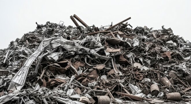 Metal Mountain Scrap heap with urban decay, industrial waste, and recycling.