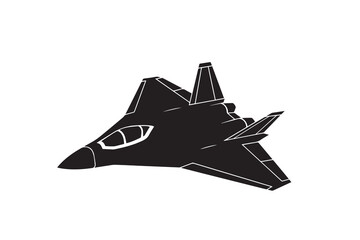 Fighter aircraft silhouette with white background