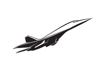 Fighter aircraft silhouette with white background