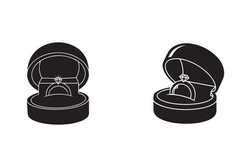 Engagement ring box silhouette with white background