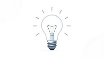 A bright glowing light bulb vector illustration with white glass represents a creative innovation idea and energy solution isolated on a blue background as a powerful symbol of inspiration