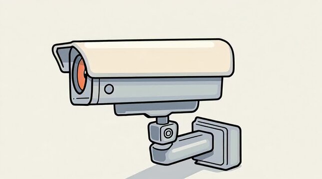 Animated 3D Cartoon White CCTV Camera Moving and Scanning for Security Surveillance Concept