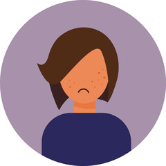 Flat Style Vector Avatar of a Sad Girl with Acne