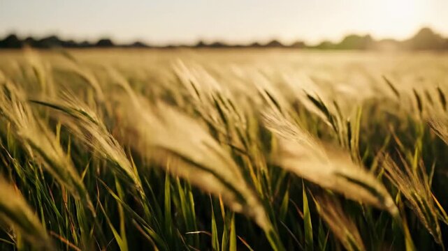 Golden Wheat Field Swaying in the Wind.