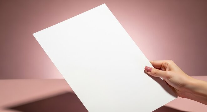 Hand holding blank white paper sheet 2.