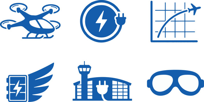 Electric Aviation and Future Mobility Icons