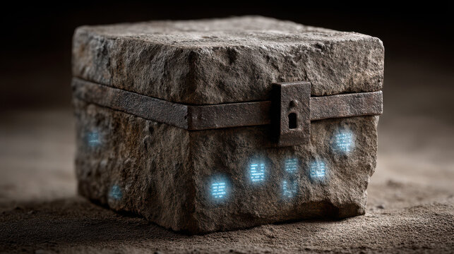 Harvest Now Decrypt Later attack concept with encrypted data vault and quantum threat