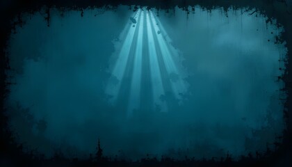 Obraz premium Dark blue textured background with black vignette border, vintage grunge style, elegant teal wall, and subtle spotlight center