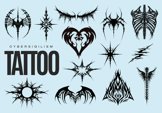 Intricate Tribal Tattoos Element Design Set