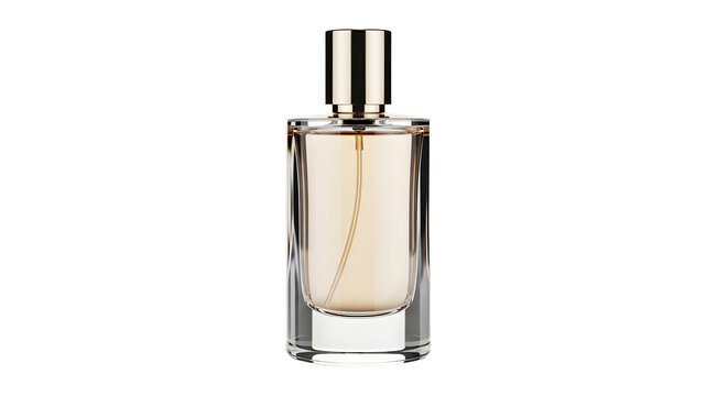 Elegant perfume bottle isolated on white background