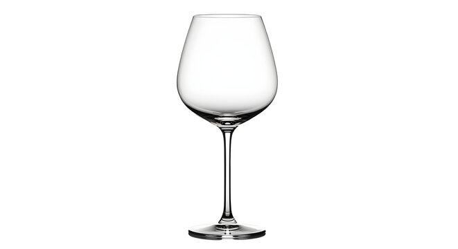 Empty wine glass on black isolated on white background