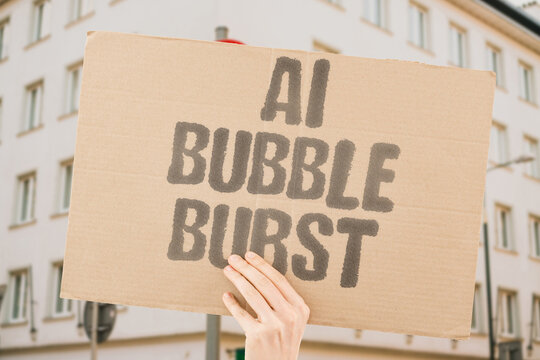 "AI Bubble Burst" Technology speculation collapse. TECHNOLOGY. SPECULATION. COLLAPSE. BUBBLE. BURST.