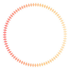 暖色グラデーションの円形ドットフレーム・ひし形パーツの装飾枠・ひし形で構成された丸型の飾り枠