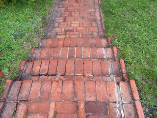 Red brick path.