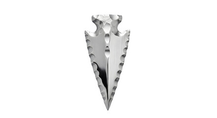 Ancient arrowhead artifact with serrated edges and pointed tip