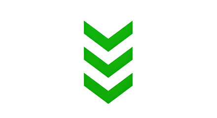 Three green chevron arrows pointing downwards on a black background