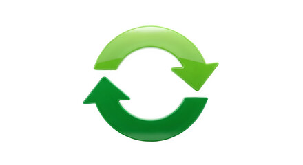 Recycling symbol with green arrows on black background