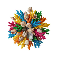 Obraz premium Vibrant Colorful Coral and Diverse Seashells Collection