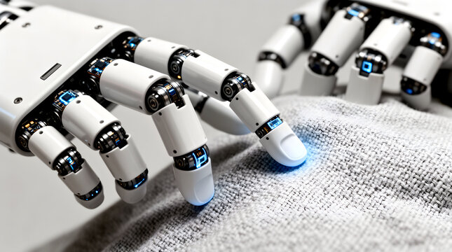 Haptic sensor on robot hand analyzing textured fabric