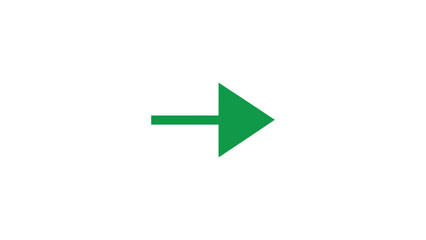 Minimalist Green Right Arrow Icon for Web Navigation and Digital Interface Pointer White Background