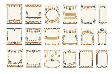 北欧風 幾何学フォークアートのカード素材セット