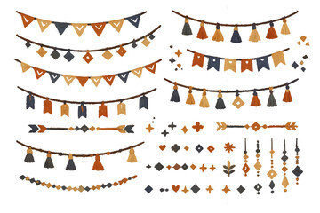 北欧風 ガーランド＆飾りパーツのイラストセット