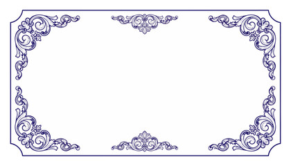 Fototapeta premium Ornate Vintage Certificate Frame Vector. Elegant Baroque Scrollwork Border Design for Diploma, Invitation, or Wedding Menu.