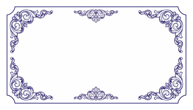 Ornate Vintage Certificate Frame Vector. Elegant Baroque Scrollwork Border Design for Diploma, Invitation, or Wedding Menu.
