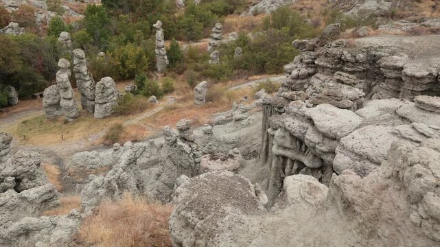 Scenic view of The Stone Dolls in Stone town of Kuklica, Kuklici, North Macedonia