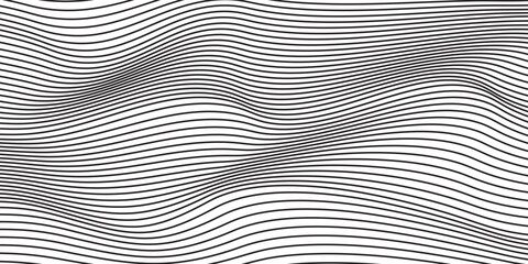 abstract seamless horizontal black thin wave line pattern.