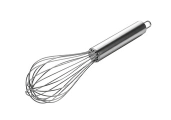Fototapeta premium Stainless steel whisk isolated on transparent background for kitchen use