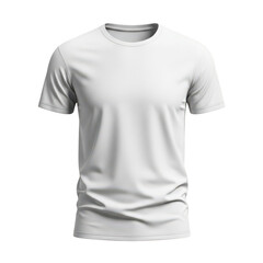 A white t-shirt with a round neck and short sleeves, displayed against a white background. isolated on transparent background