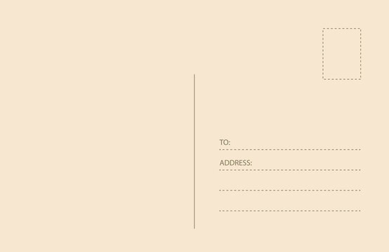 Old Empty back of postcard for travel. Vector vintage template for design, card illustration
