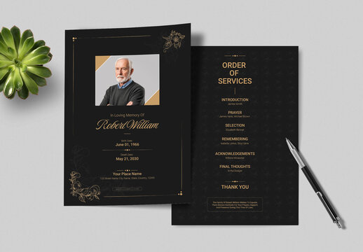 Floral Memorial Funeral Program Template