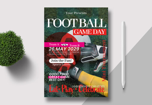 Football Game Day Tournament Poster Design Template