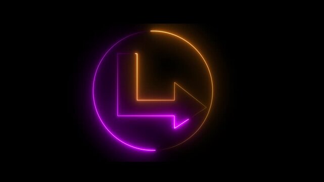 Glowing neon line icon and Right arrow isolated on transparent background. road signal information position sign symbol on black background. 4k animation.