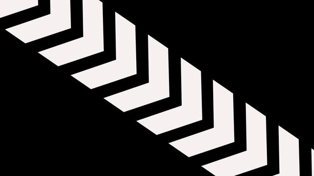 Diagonal scrolling chevron arrow motion graphic animation loop overlay on transparent background