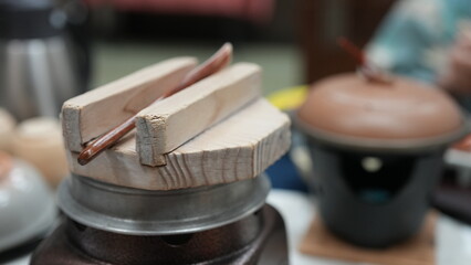 旅館の夕食、お釜のごはん