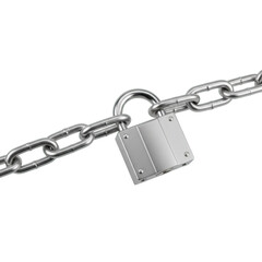 Shiny Metal Padlock Securing a Strong Steel Chain