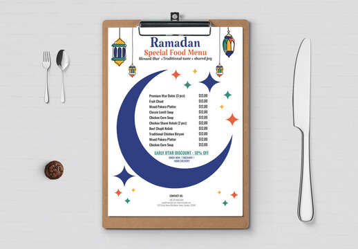 Ramadan Kareem Food Menu Template