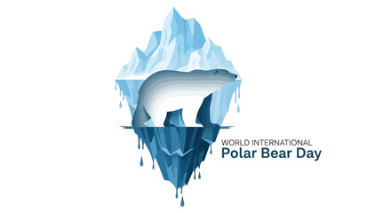 Illustration of a polar bear on melting ice for World International Polar Bear Day, symbolizing the impact of climate change on arctic marine mammals. © Cintarsih