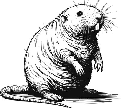 Fat Naked Mole Rat linework ink sketch hand drawn pen drawing vector illustration svg