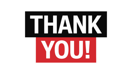 Obraz premium bold thank you text design in black and red color blocks expressing gratitude appreciation and acknowledgment message isolated on white background for social media banner poster card
