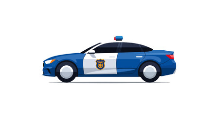 Fototapeta premium Police Blue Patrol Car Vector Illustration – Law Enforcement Emergency Vehicle Design