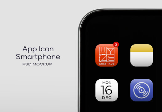 Smartphone App Icon Mockup PSD
